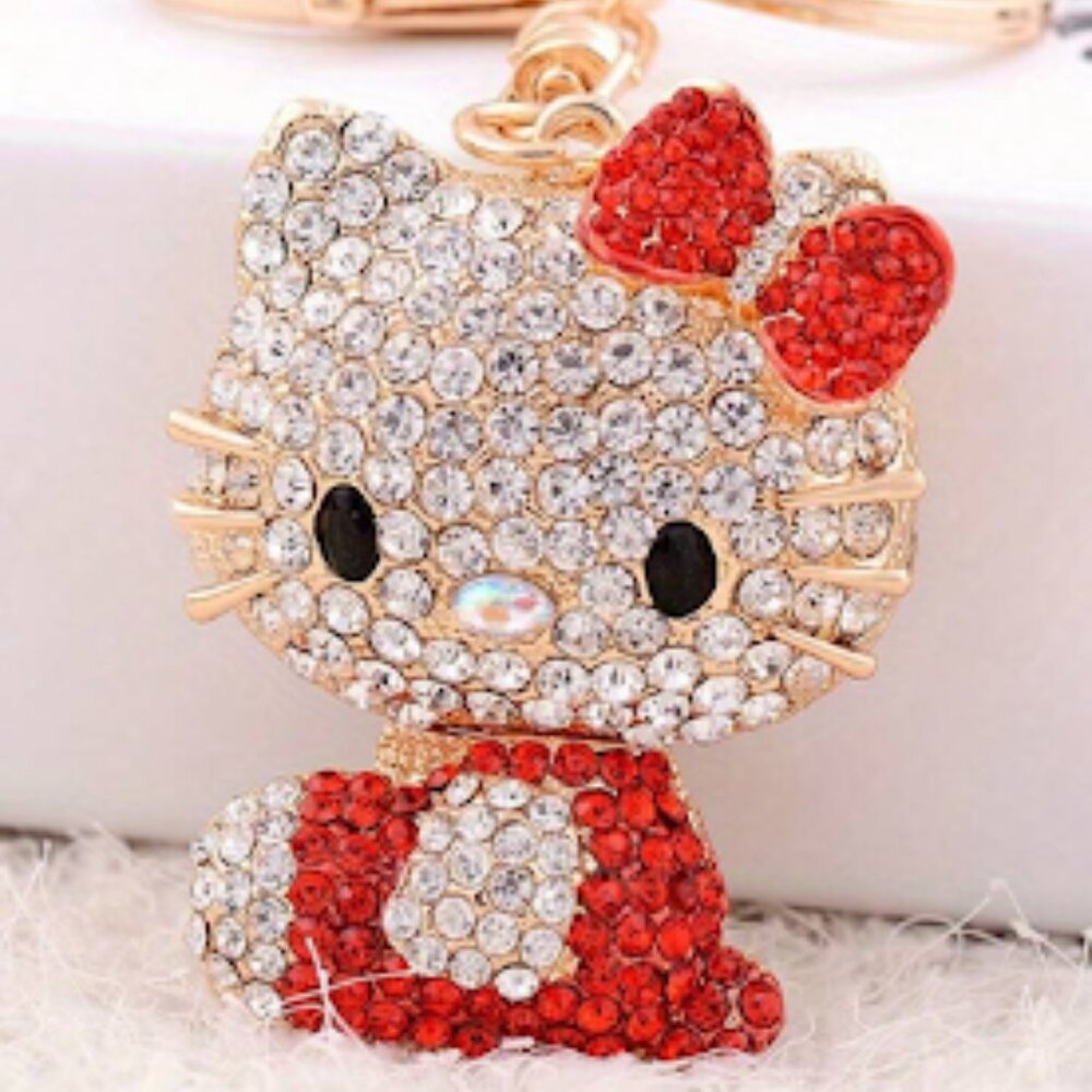 Diamond Studded Hello Kitty Keychain~ Red (H18)